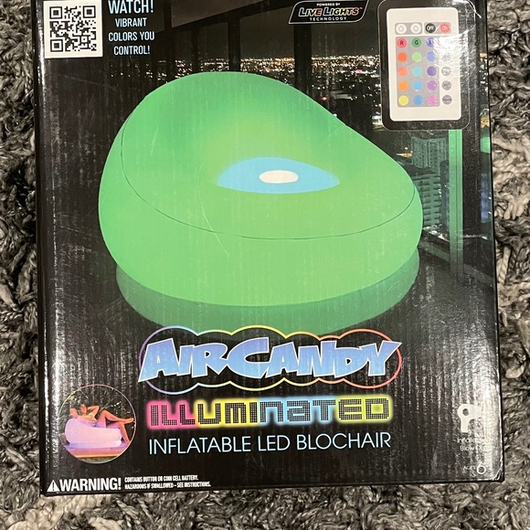 AirCandy Illuminated Color Changing LED Inflatable Chair w/ Remote Inside or out - Picture 1 of 7